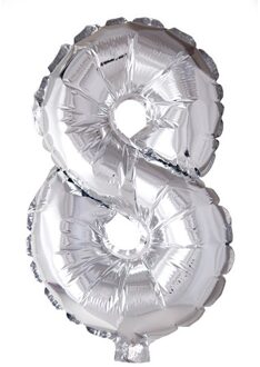 globos Wefiesta folieballon cijfer '8' 40 cm zilver Zilverkleurig