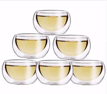 Gloednieuwe 50 ML 6 STKS Glass Drinkbeker Hittebestendige Double Wall Layer Glas Thee Cup Water Cup Voor Bloem Thee