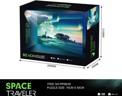Gloeiende Ruimte Puzzel 1000 Stuk Volwassen Puzzel Game Educatief Speelgoed 12 + Y Kinderen Educatief Speelgoed Kerstcadeau Met doos Cabin(Glow)