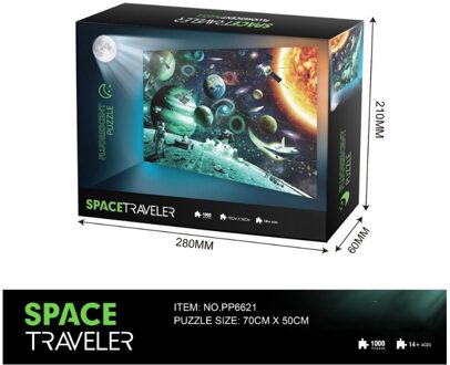 Gloeiende Ruimte Puzzel 1000 Stuk Volwassen Puzzel Game Educatief Speelgoed 12 + Y Kinderen Educatief Speelgoed Kerstcadeau Met doos ruimte(Glow)