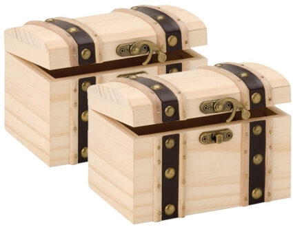 Glorex Houten kistje met ronde deksel - 2x stuks - 17 x 12,5 x 12,5 cm