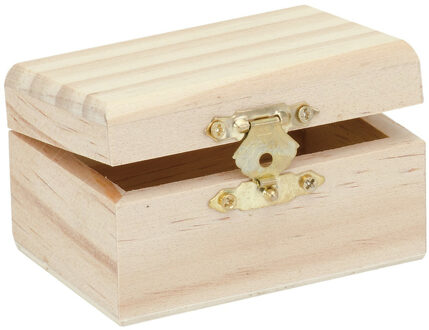 Glorex Kistje - hout - klein - rechthoek - met sluiting - 8x5,5x4,5 cm - houten kisjes Bruin