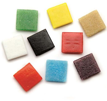 Glorex mozaiek steentjes/tegeltjes - groot verpakking - vierkant - 220x stuks - glas - 2 x 2 cm