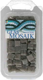 Glorex mozaiek steentjes/tegeltjes - vierkant - 140x stuks - donkergrijs - 1 x 1 cm