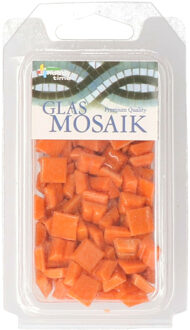 Glorex mozaiek steentjes/tegeltjes - vierkant - 140x stuks - oranje - 1 x 1 cm