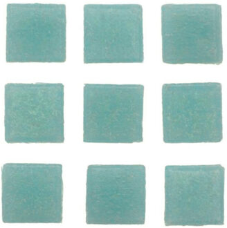 Glorex mozaiek steentjes/tegeltjes - vierkant - 140x stuks - turquoise - 1 x 1 cm