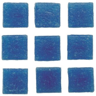 Glorex mozaiek steentjes/tegeltjes - vierkant - 90x stuks - blauw - 2 x 2 cm - hobby/knutselen
