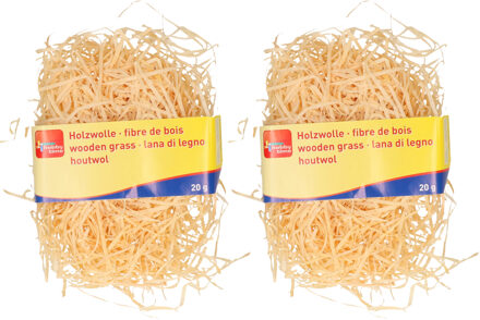Glorex Naturel kleur houtwol - 2x - 20 gram - Vulmateriaal voor wijnkisten - cadeauverpakkingen