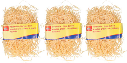 Glorex Naturel kleur houtwol - 3x - 20 gram - Vulmateriaal voor wijnkisten - cadeauverpakkingen