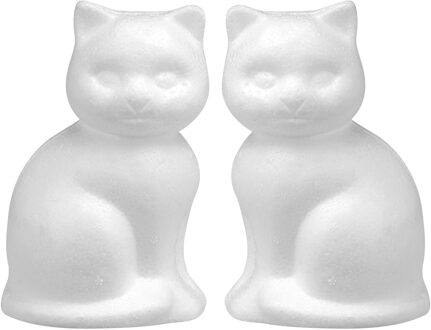 Glorex Piepschuin kat - 2x - hobby vormen - poes - 13 cm - styrofoam