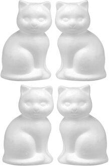 Glorex Piepschuin kat - 4x - hobby vormen - poes - 13 cm - styrofoam