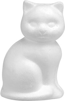 Glorex Piepschuin kat - hobby vormen - poes - 13 cm - styrofoam Wit