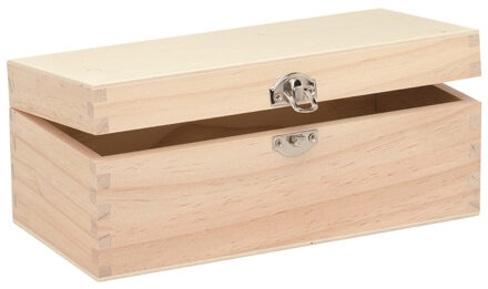 Glorex schatkistje - hout - met sluiting - 23 x 11 x 9 cm - Sieraden - kleine kistjes Bruin