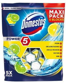 Glorix Toiletblokken Glorix Toiletblok Power 5 Lime Maxi Pack 5 x 55 g