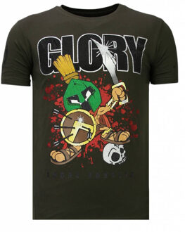 Glory Martial - Rhinestone T-shirt - Khaki - Maten: L