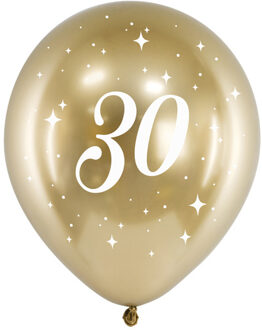 Glossy Ballonnen 30 goud (6st) Goud - Brons