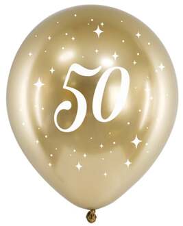 Glossy Ballonnen 50 goud (30cm, 6st) Goud - Brons