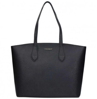Glossy Leather Tote Bag Twinset , Black , Dames - ONE Size