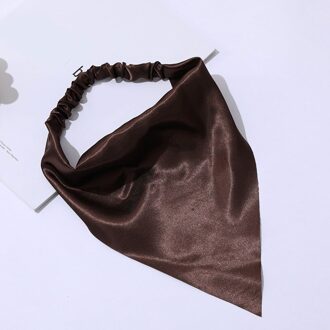 Glossy Zijdeachtig Satijn Scrunchies Driehoek Haar Sjaal Hoofdband Elastische Haarband Soft Solid Diy Tulband Headwrap Haar Accesoires donker koffie