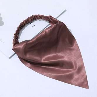 Glossy Zijdeachtig Satijn Scrunchies Driehoek Haar Sjaal Hoofdband Elastische Haarband Soft Solid Diy Tulband Headwrap Haar Accesoires licht koffie