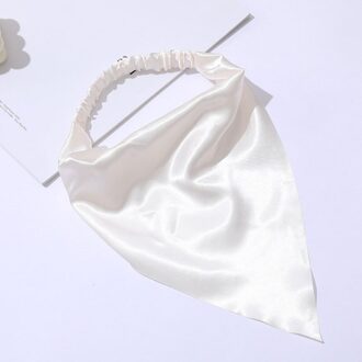 Glossy Zijdeachtig Satijn Scrunchies Driehoek Haar Sjaal Hoofdband Elastische Haarband Soft Solid Diy Tulband Headwrap Haar Accesoires wit