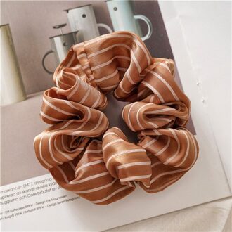 Glossy Zijdeachtig Satijn Scrunchies Pure Kleur Gestreepte Twist Stof Haar Ring Elastische Rubber Haarbanden Meisjes Haar Accessoires donker koffie