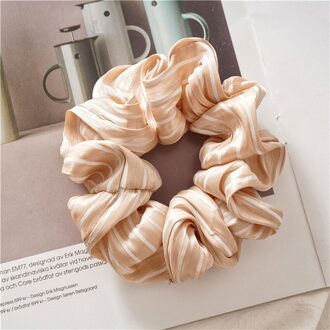 Glossy Zijdeachtig Satijn Scrunchies Pure Kleur Gestreepte Twist Stof Haar Ring Elastische Rubber Haarbanden Meisjes Haar Accessoires licht koffie