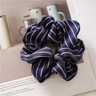 Glossy Zijdeachtig Satijn Scrunchies Pure Kleur Gestreepte Twist Stof Haar Ring Elastische Rubber Haarbanden Meisjes Haar Accessoires Marineblauw