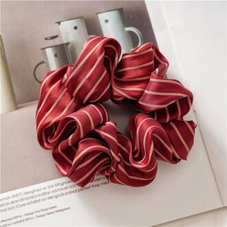Glossy Zijdeachtig Satijn Scrunchies Pure Kleur Gestreepte Twist Stof Haar Ring Elastische Rubber Haarbanden Meisjes Haar Accessoires Rood