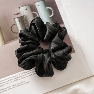 Glossy Zijdeachtig Satijn Scrunchies Pure Kleur Gestreepte Twist Stof Haar Ring Elastische Rubber Haarbanden Meisjes Haar Accessoires zwart