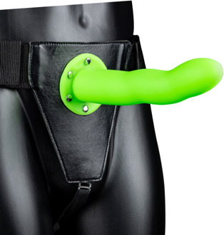 Glow in the Dark Curved Hollow Strap-On - 8 / 20 cm - Neon Groen
