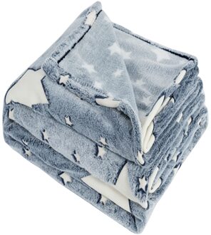 Glow In The Dark Fleece Deken Gooi Grey Stars/Maan Pluche Harige Gooien Warme Deken Sofa Sprei 150X200cm