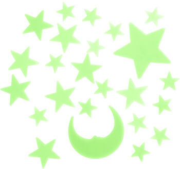 Glow in the dark Heelal - 24x stuks - groen - kinderkamer - decoratie