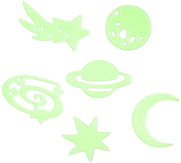 Glow in the dark Planeten - 24x stuks - groen - kinderkamer - decoratie Multi