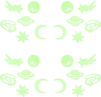 Glow in the dark Planeten - 48x stuks - groen - kinderkamer - decoratie