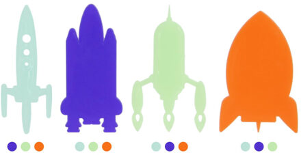 Glow in the dark Raket - 16x stuks - multi color