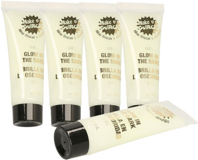 Glow in the Dark schmink/make-up tube 20 ml - 6x - Fluorescerende gel voor gezicht en lichaam