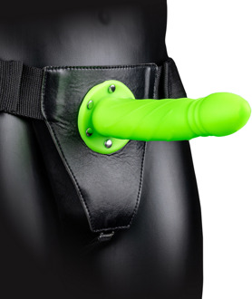 Glow in the Dark Twisted Hollow Strap-On - 8 / 20 cm - Neon Groen