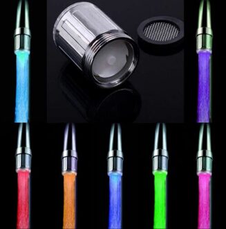Glow Led Kraan Temperatuur Sensor Licht Keuken Douche Led Kraan Temperatuur Sensor Kraan Push Connector Voor Water 7 kleur