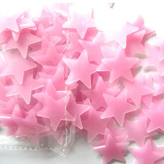 Glow Sticker 100 Pc Gloeiende Stickers In Het Donker 3D Lichtgevende Muurstickers Voor Kinderkamer Woonkamer Decal roze