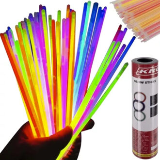 Glow sticks - 100x stuks - multi color - L20 cm - buigbaar - glow in the dark
