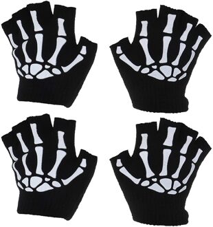 Glow Vingerloze Gebreide Gloves1/2/5 Pairs Kinderen Skelet Warm Glow In The Dark Vingerloze Gebreide Handschoenen Mitten Перчатки Детские 2paar