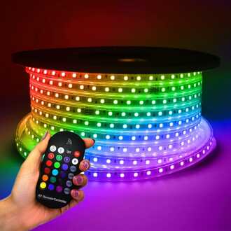 Glow60 RGB LED Strip 50 meter - IP65 waterdicht - Dimbaar - Buiten & Binnen - 60 LEDs/m - 400 Watt 30.000lm - SMD 5050 - IP65 waterdicht - Inkortbaar per meter Transparant