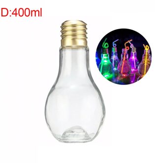 Glowing Light Bulb Juice Cup Drink Bottle 400ml/500ml Plastic Cold Water Summer Milk Juice Tea Coffee Bottle 400ml met lamp