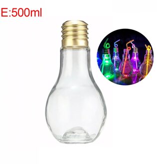 Glowing Light Bulb Juice Cup Drink Bottle 400ml/500ml Plastic Cold Water Summer Milk Juice Tea Coffee Bottle 500ml met lamp