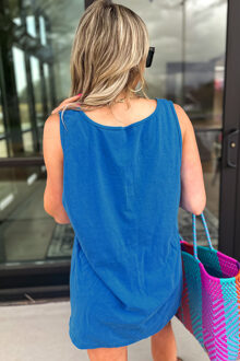 Glunderende Zon Ontspannen Tanktop Middelblauw