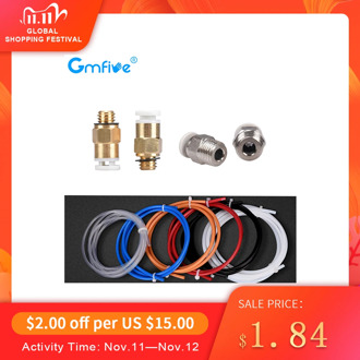 GmFive PC4-M6 Pneumatic Connectors+1M PTFE Teflonto Tube 2*4MM For Ender 3 Upgrade Kits 1.75mm Bowden Extruder 3d Printer Parts
