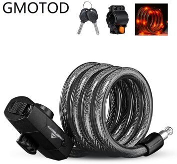 Gmotod Fiets Kabelslot Met Fiets Achterlicht Waterdichte Usb Oplaadbare Fiets Anti Diefstal Sloten Blauw