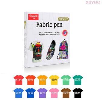 Gn 12/24 Kleuren Stof T-shirt Brush Marker Textiel Pigment Waterdichte Marker Voor Kleding Tassen Stoffen Schoenen Diy Schilderen 12kleuren