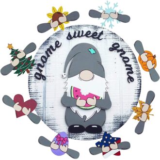 Gnome Deur Hanger Seizoensgebonden Welkom Teken Met Verwisselbare Stukken Voor Diy Voordeur Veranda Opknoping Handgemaakte